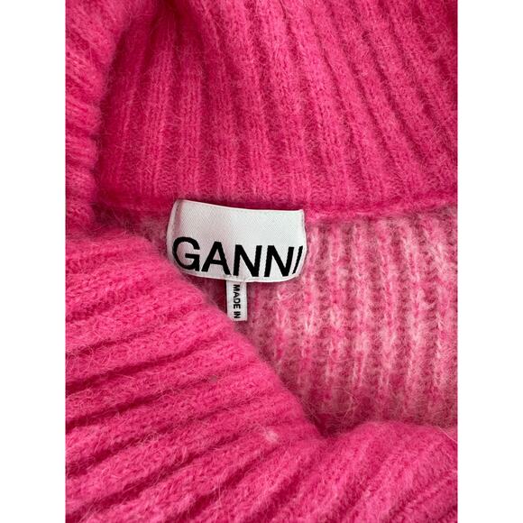 Ganni Pink Turtleneck Zip Wool Alpaca Blend Tunic Knit Sweater Medium M - Picture 6 of 8